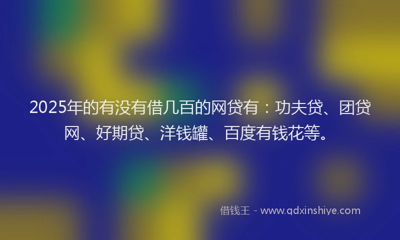 2025年的有没有借几百的网贷有：功夫贷、团贷网、好期贷、洋钱罐、百度有钱花等。