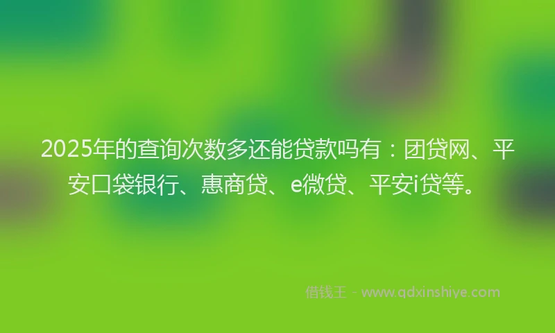 2025年的查询次数多还能贷款吗有：团贷网、平安口袋银行、惠商贷、e微贷、平安i贷等。