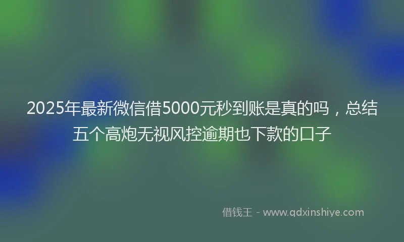 2025年最新微信借5000元秒到账是真的吗，总结五个高炮无视风控逾期也下款的口子