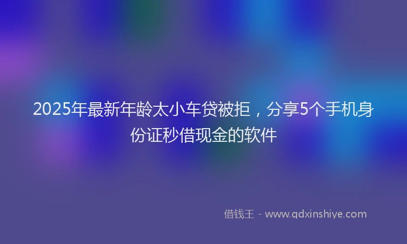 2025年最新年龄太小车贷被拒，分享5个手机身份证秒借现金的软件