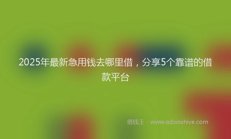 2025年最新急用钱去哪里借，分享5个靠谱的借款平台