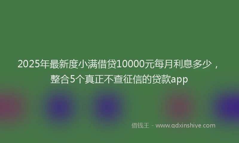 2025年最新度小满借贷10000元每月利息多少，整合5个真正不查征信的贷款app