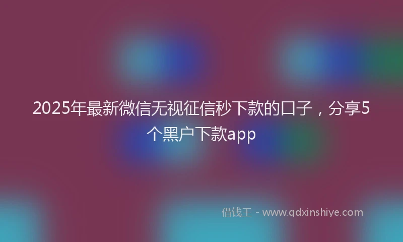 2025年最新微信无视征信秒下款的口子，分享5个黑户下款app