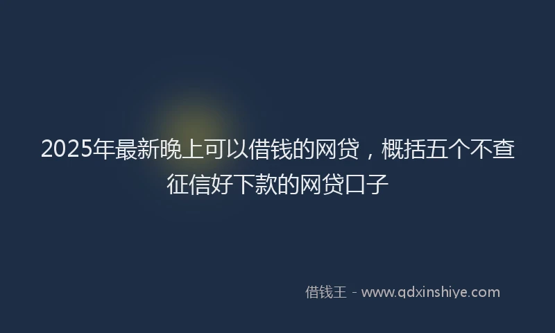 2025年最新晚上可以借钱的网贷，概括五个不查征信好下款的网贷口子
