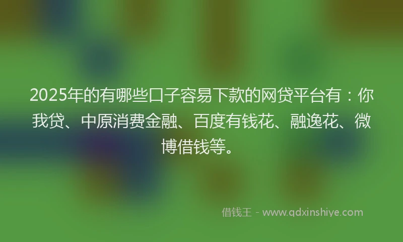 2025年的有哪些口子容易下款的网贷平台有：你我贷、中原消费金融、百度有钱花、融逸花、微博借钱等。