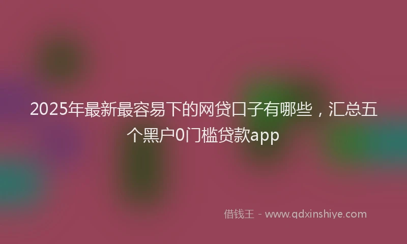 2025年最新最容易下的网贷口子有哪些，汇总五个黑户0门槛贷款app