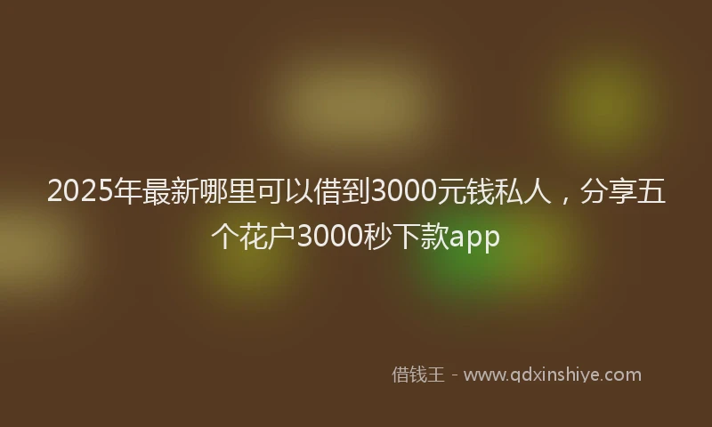 2025年最新哪里可以借到3000元钱私人，分享五个花户3000秒下款app
