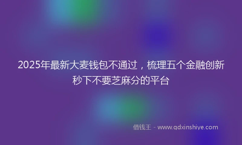 2025年最新大麦钱包不通过，梳理五个金融创新秒下不要芝麻分的平台