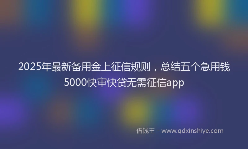2025年最新备用金上征信规则，总结五个急用钱5000快审快贷无需征信app