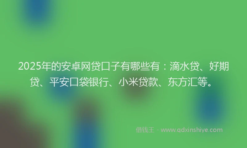 2025年的安卓网贷口子有哪些有：滴水贷、好期贷、平安口袋银行、小米贷款、东方汇等。