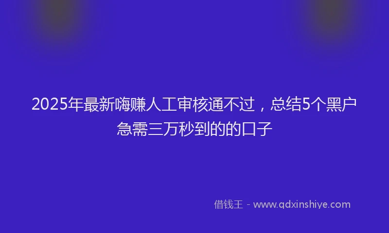 2025年最新嗨赚人工审核通不过，总结5个黑户急需三万秒到的的口子