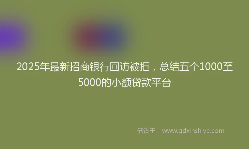 2025年最新招商银行回访被拒，总结五个1000至5000的小额贷款平台