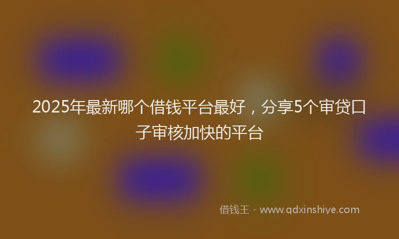 2025年最新哪个借钱平台最好，分享5个审贷口子审核加快的平台