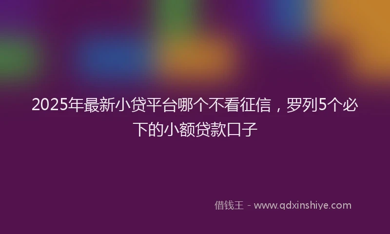 2025年最新小贷平台哪个不看征信，罗列5个必下的小额贷款口子