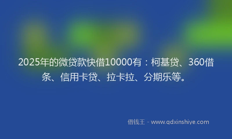 2025年的微贷款快借10000有：柯基贷、360借条、信用卡贷、拉卡拉、分期乐等。