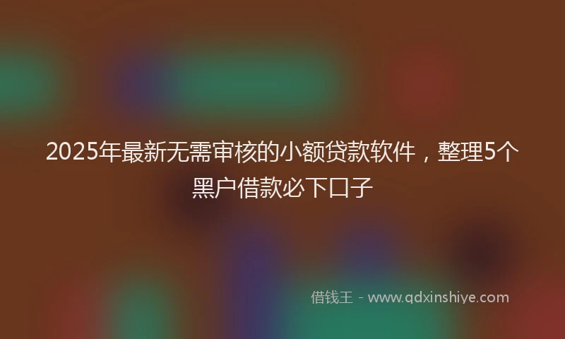 2025年最新无需审核的小额贷款软件，整理5个黑户借款必下口子