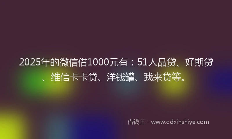 2025年的微信借1000元有：51人品贷、好期贷、维信卡卡贷、洋钱罐、我来贷等。