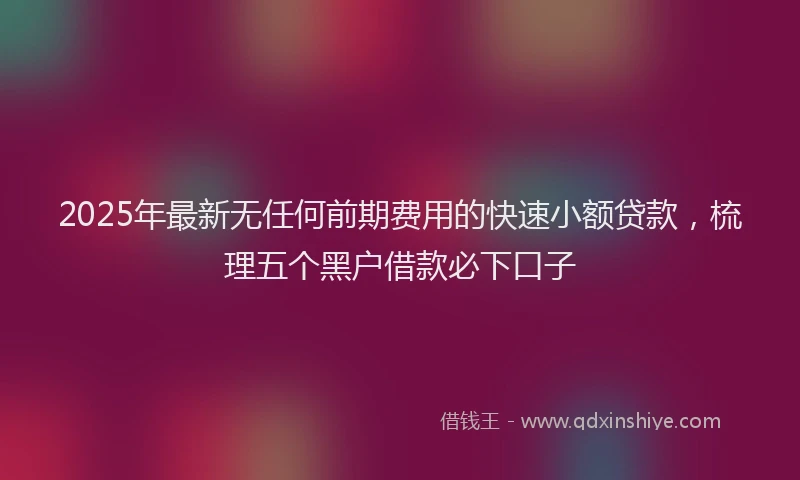2025年最新无任何前期费用的快速小额贷款，梳理五个黑户借款必下口子