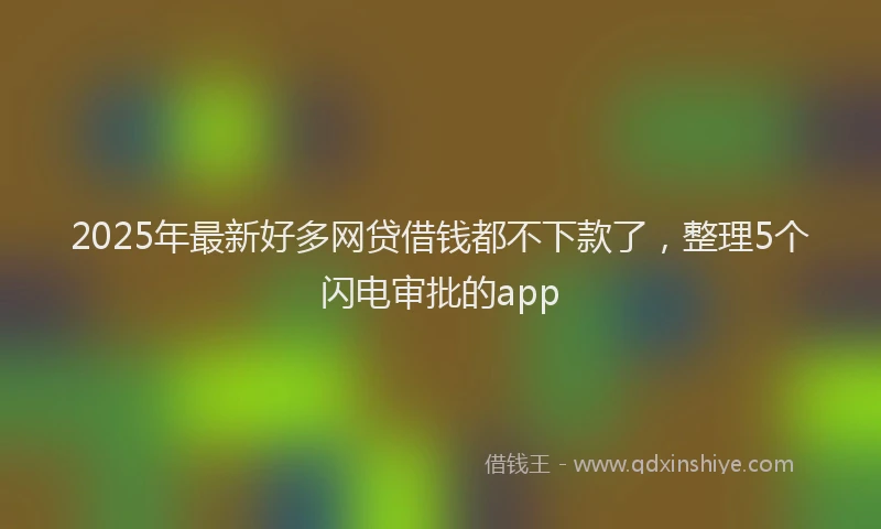 2025年最新好多网贷借钱都不下款了，整理5个闪电审批的app