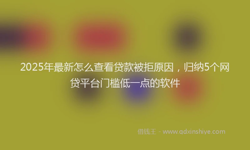 2025年最新怎么查看贷款被拒原因，归纳5个网贷平台门槛低一点的软件