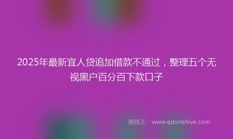 2025年最新宜人贷追加借款不通过，整理五个无视黑户百分百下款口子