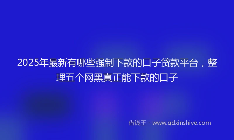 2025年最新有哪些强制下款的口子贷款平台，整理五个网黑真正能下款的口子
