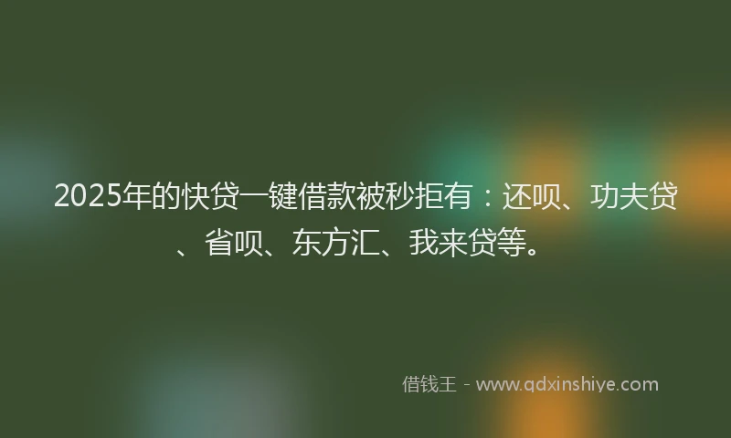 2025年的快贷一键借款被秒拒有：还呗、功夫贷、省呗、东方汇、我来贷等。