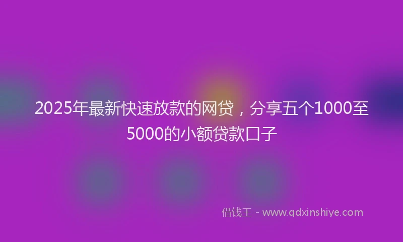 2025年最新快速放款的网贷，分享五个1000至5000的小额贷款口子