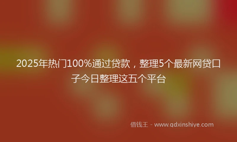 2025年热门100%通过贷款，整理5个最新网贷口子今日整理这五个平台