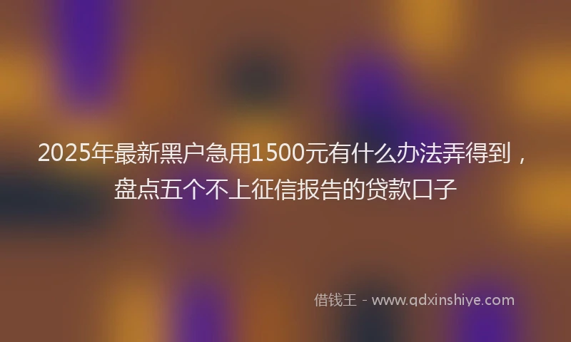 2025年最新黑户急用1500元有什么办法弄得到，盘点五个不上征信报告的贷款口子