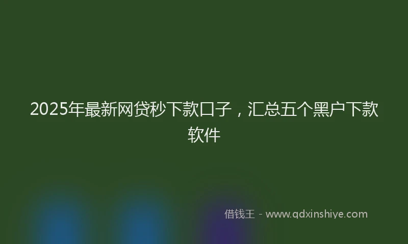 2025年最新网贷秒下款口子，汇总五个黑户下款软件