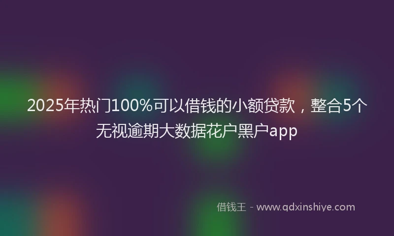 2025年热门100%可以借钱的小额贷款，整合5个无视逾期大数据花户黑户app