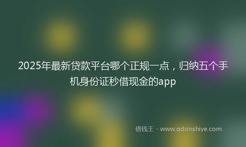 2025年最新贷款平台哪个正规一点，归纳五个手机身份证秒借现金的app