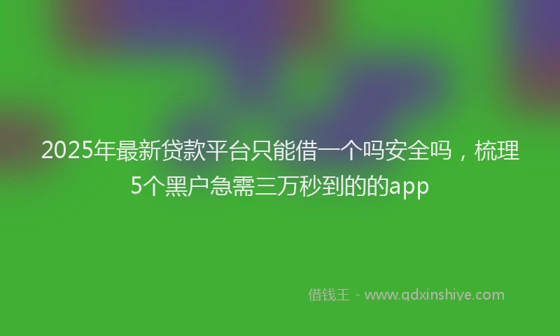 2025年最新贷款平台只能借一个吗安全吗，梳理5个黑户急需三万秒到的的app