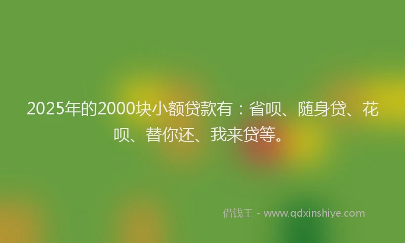 2025年的2000块小额贷款有：省呗、随身贷、花呗、替你还、我来贷等。