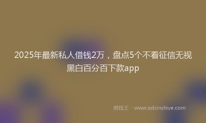 2025年最新私人借钱2万，盘点5个不看征信无视黑白百分百下款app