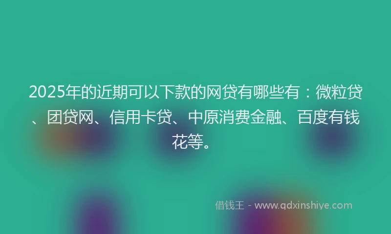 2025年的近期可以下款的网贷有哪些有：微粒贷、团贷网、信用卡贷、中原消费金融、百度有钱花等。