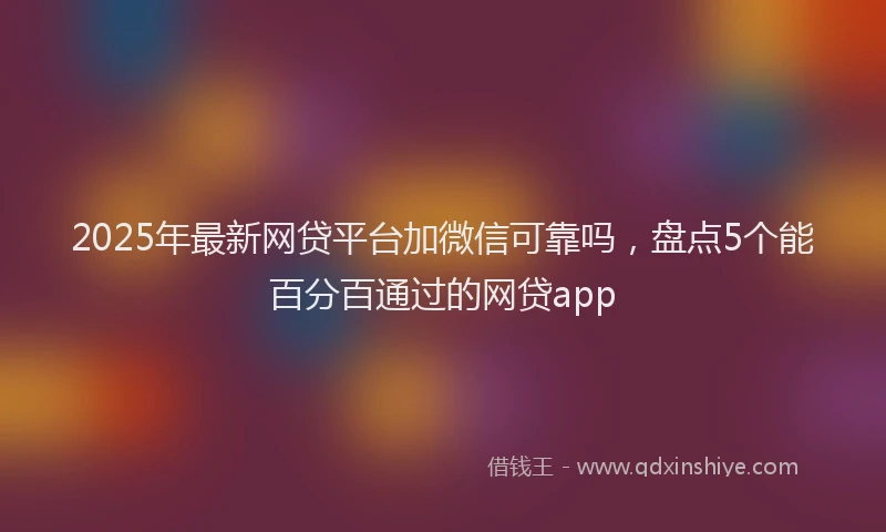 2025年最新网贷平台加微信可靠吗，盘点5个能百分百通过的网贷app