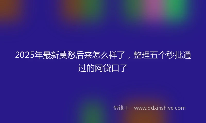 2025年最新莫愁后来怎么样了，整理五个秒批通过的网贷口子