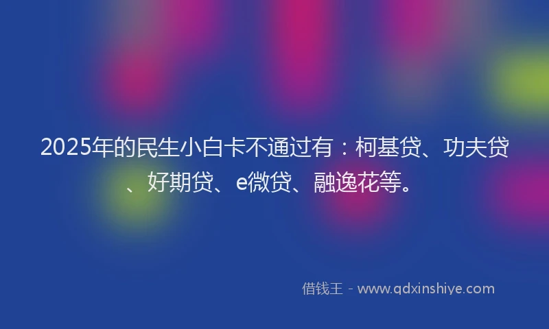 2025年的民生小白卡不通过有：柯基贷、功夫贷、好期贷、e微贷、融逸花等。