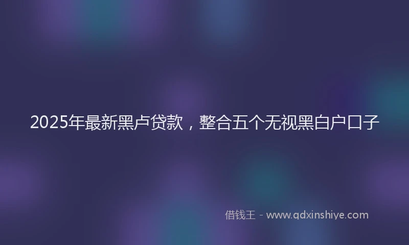 2025年最新黑卢贷款，整合五个无视黑白户口子