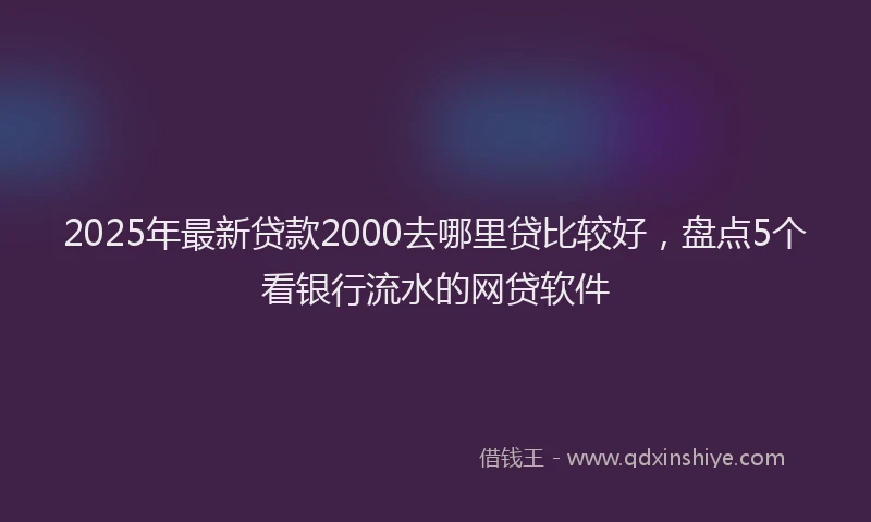 2025年最新贷款2000去哪里贷比较好，盘点5个看银行流水的网贷软件