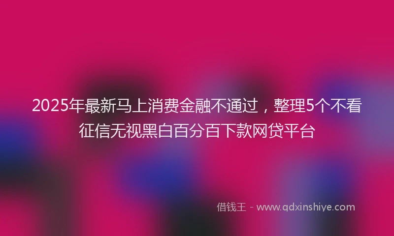 2025年最新马上消费金融不通过，整理5个不看征信无视黑白百分百下款网贷平台