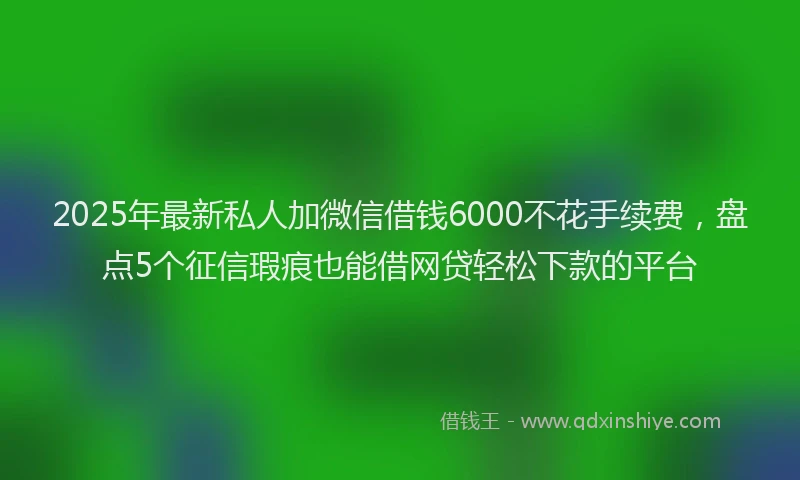 2025年最新私人加微信借钱6000不花手续费，盘点5个征信瑕疵也能借网贷轻松下款的平台