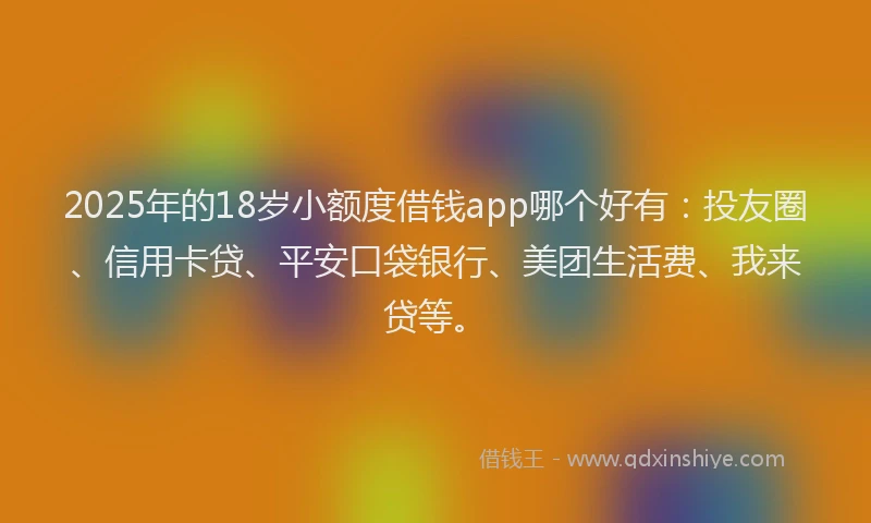 2025年的18岁小额度借钱app哪个好有：投友圈、信用卡贷、平安口袋银行、美团生活费、我来贷等。