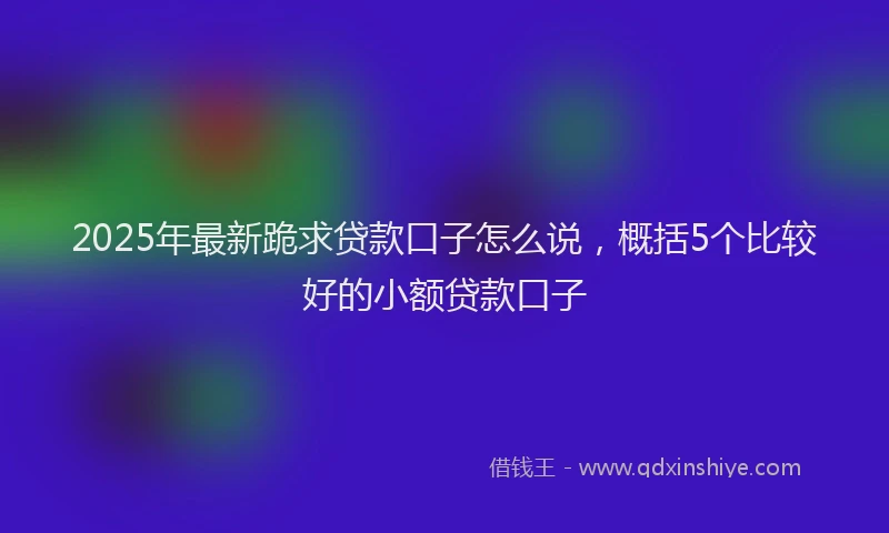 2025年最新跪求贷款口子怎么说，概括5个比较好的小额贷款口子