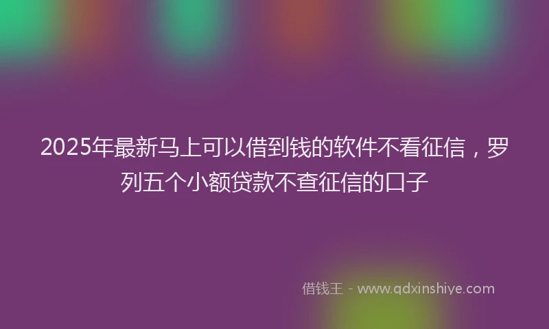2025年最新马上可以借到钱的软件不看征信，罗列五个小额贷款不查征信的口子