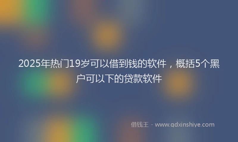 2025年热门19岁可以借到钱的软件，概括5个黑户可以下的贷款软件