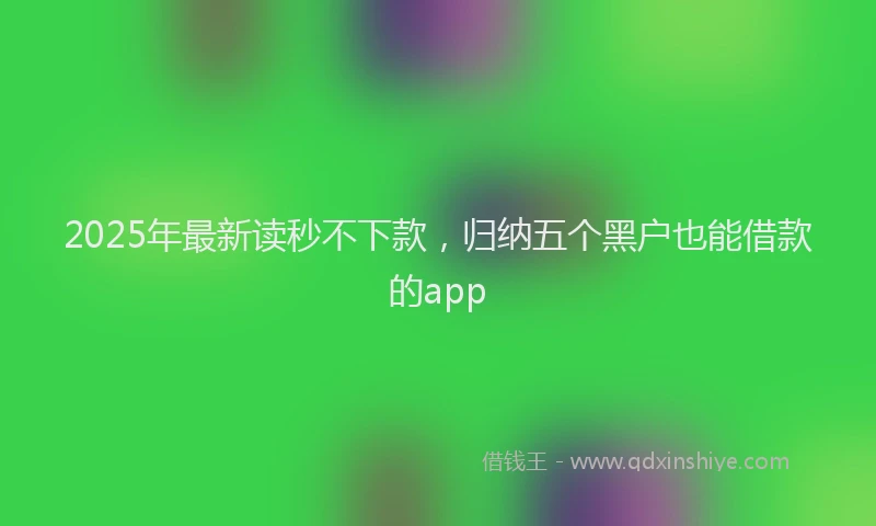 2025年最新读秒不下款，归纳五个黑户也能借款的app