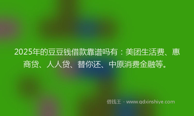 2025年的豆豆钱借款靠谱吗有：美团生活费、惠商贷、人人贷、替你还、中原消费金融等。